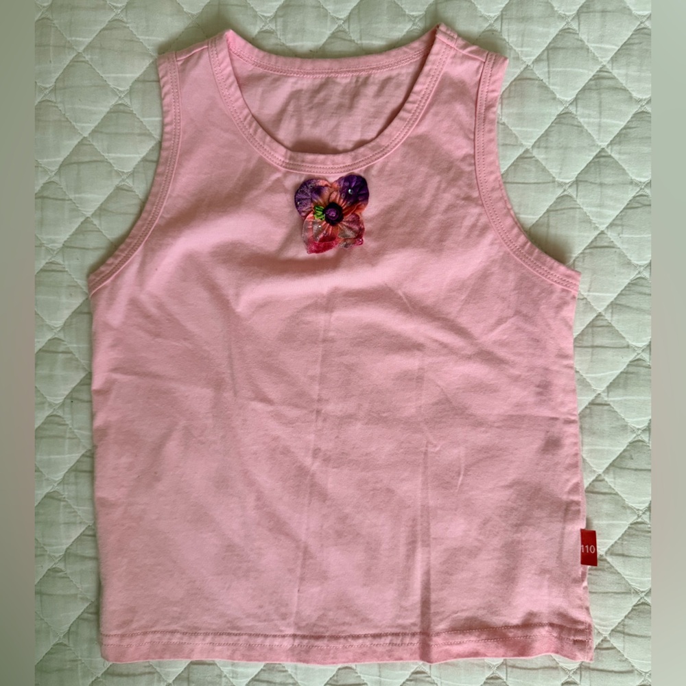 Pink Kids Tank Top with Butterfly Design